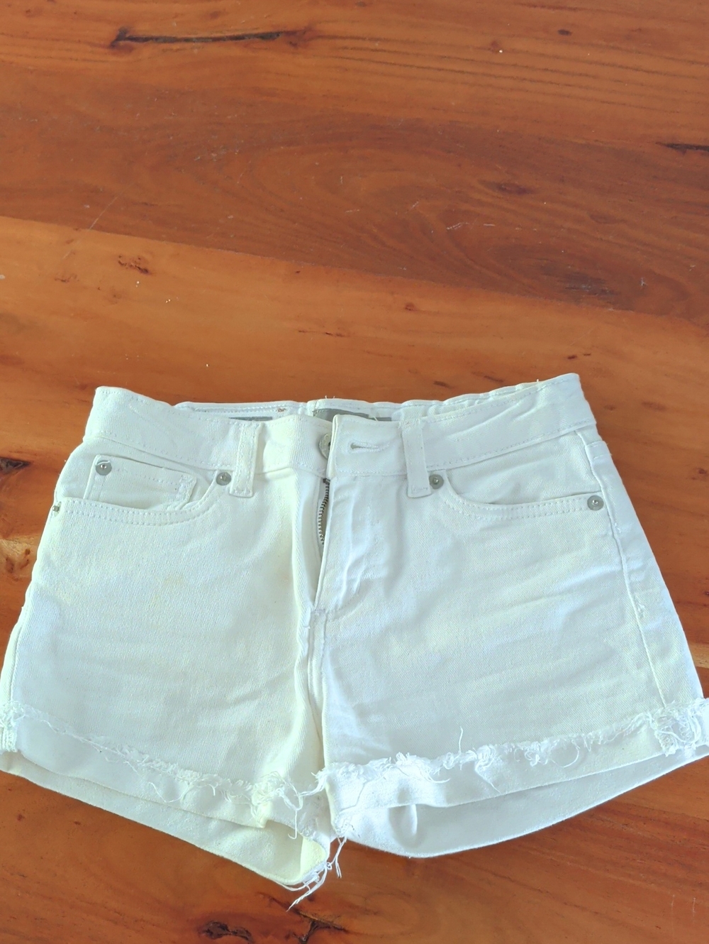 Lucky Brand White Denim Frayed Hem Shorts
